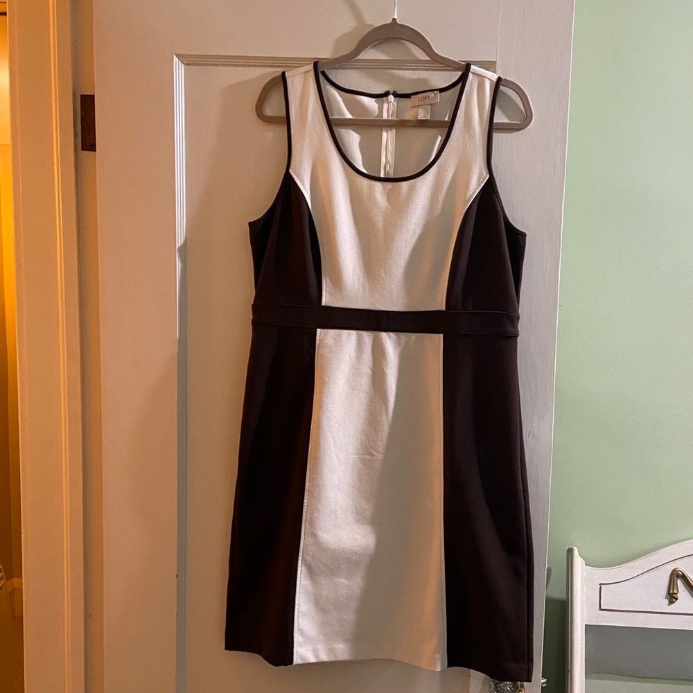 Like New Loft brown and cream tank dress